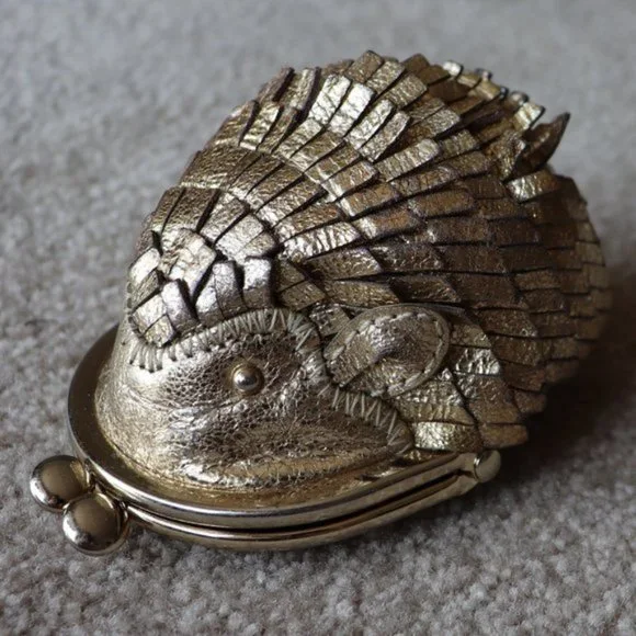 Kate Spade Gold Leather Hedgehog Coin Purse